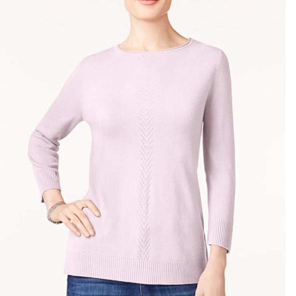 Karen Scott Luxsoft Rolled Neck 3/4 Sleeve Sweater